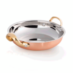 Steel & Style Servierpfanne AMBER, Ø 18 cm, 750 ml, Kupfer, Messing, Chromnickelstahl