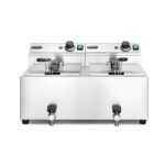 Hendi Fritteuse Profi Line mit Ablasshahn, 2×8 l, Profi Line, 16L, 230V/7000W, 610x515x(H)369mm
