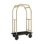 Was Germany Gepäckwagen TRAVELLER, 112 x 60 x 185 cm, gold, schwarzer Teppich, Chromnickelstahl 18/8