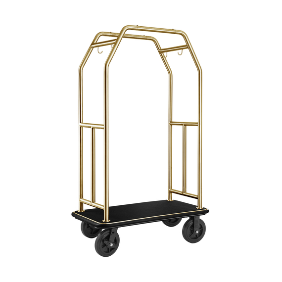 2230005_WS.jpg Was Germany Gepäckwagen TRAVELLER, 112 x 60 x 185 cm, gold, schwarzer Teppich, Chromnickelstahl 18/8 – Bild 1