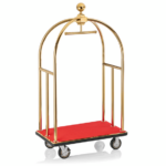 Was Germany Gepäckwagen UNITY, 112 x 60 x 185 cm, goldfarben, roter Teppich, Edelstahl