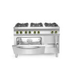 Hendi Gasherd Kitchen Line 6-flammig mit Ofen GN 1/1, Kitchen Line, 230V/3000W, 28,5kW, 1200x722x(H)900mm – Bild 2