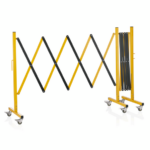 Was Germany Mobile Scherenspere mit 6 Rollen, 400 x 100 cm, gelb/schwarz, Aluminium