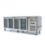Maxima Gastro Kühltisch - 223 cm - 4 Glastüren