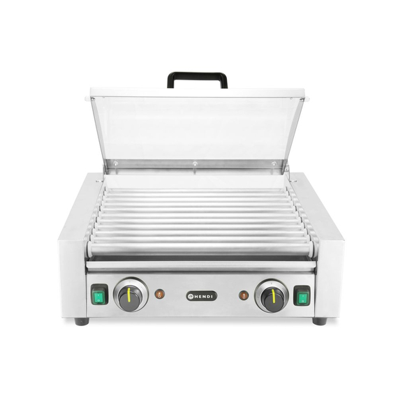 268650_02.jpg Hendi Rollengrill - 2 Zonen mit Energiesparabdeckung, 11 Rollen, 220-240V/980W, 566x527x(H)259mm – Bild 1