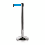 Was Germany Abgrenzungspfosten Set LIGHTFLEX, hochglanzpoliert, 200 cm, blaues Gurtband, Set á 2 Stück, Edelstahl
