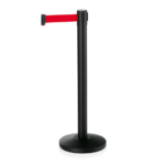 Was Germany Abgrenzungspfosten Set LIGHTFLEX, schwarz, 200 cm, rotes Gurtband, pulverbeschichtet, Set á 2 Stück, Stahl