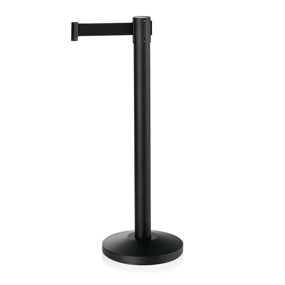 2914604_WS_V1.png Was Germany Abgrenzungspfosten Set LIGHTFLEX, schwarz, 200 cm, schwarzes Gurtband, pulverbeschichtet, Polyesterfaser, Set á 2 Stück, Stahl – Bild 1