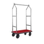Was Germany Gepäckwagen VOYAGER, 112 x 65 x 190 cm, gebürstet, roter Teppich, Chromnickelstahl 18/8