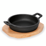 Was Germany Servierpfanne IRON DINING, mit Holzuntersetzer, Ø 18 cm, Höhe 4 cm, Gusseisen, Holz