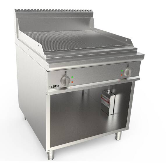 423-8740_LQ-FTE4BARK_800X900X850H_DX.jpg SARO Elektrogriddleplatte 800mm breit Stand gerillt LQ – Bild 1