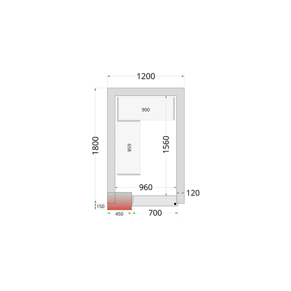 44136-CR-120x180x220.jpg Tefcold Kühlzellen-Wandelemente 120 mm CR 120x180x220, Weiß – Bild 1