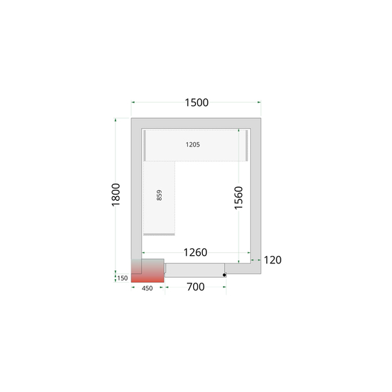 44142-CR-150x180x220.jpg Tefcold Kühlzellen-Wandelemente 120 mm CR 150x180x220, Weiß – Bild 1