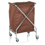 Was Germany Wäschewagen, 60 x 60 x 100 cm, braun, Chromnickelstahl, Polyesterfaserstoff