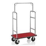 Was Germany Gepäckwagen TRANSIT, 112 x 60 x 185 cm, silberfarben, roter Teppich, Edelstahl