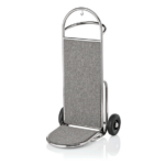 Was Germany Gepäckkarre SPRINT, 61 x 70 x 120 cm, silberfarben, poliert, grauer Teppich, Edelstahl