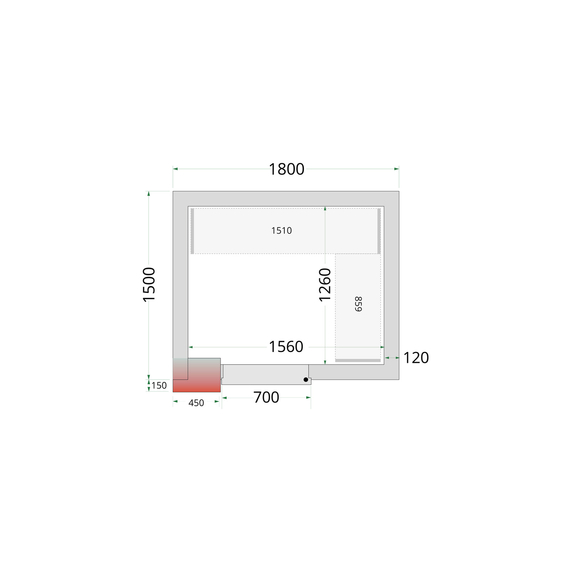 44363-CR-180x150x220.jpg Tefcold Kühlzellen-Wandelemente 120 mm CR 180x150x220, Weiß – Bild 1