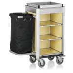 Was Germany Zimmerservicewagen ISABELLA, 95 x 55 x 116 cm, helle Kanten, helle Holzoptik, Aluminium, MDF, Polyesterfaserstoff