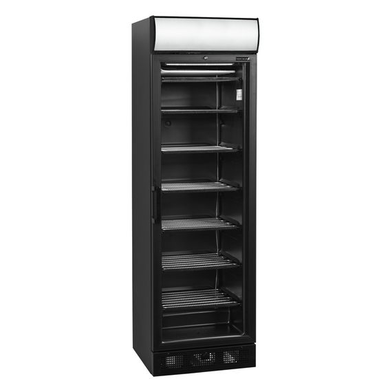 49561-UFSC371GCP-Black.jpg Tefcold Displaygefrierschrank in Schwarz UFSC371GCP Black, EEK C – Bild 1