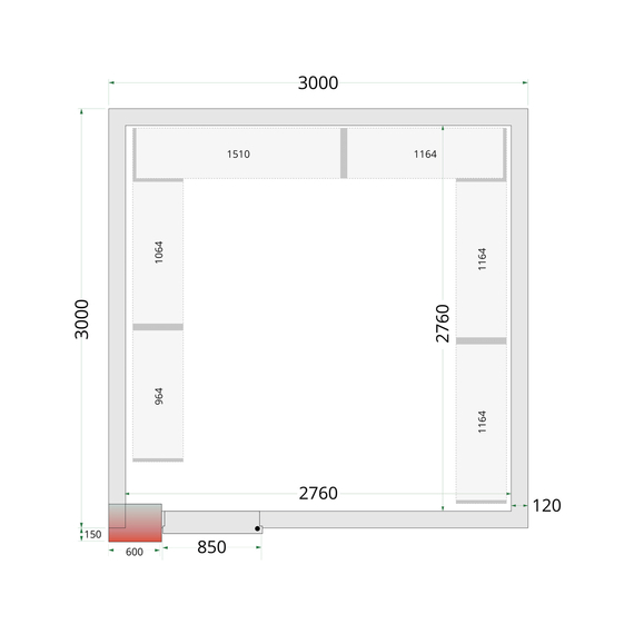 49687-CR-300x300x220-WD.jpg Tefcold Kühlzellen-Wandelemente 120 mm CR 300x300x220 WD, Weiß – Bild 1