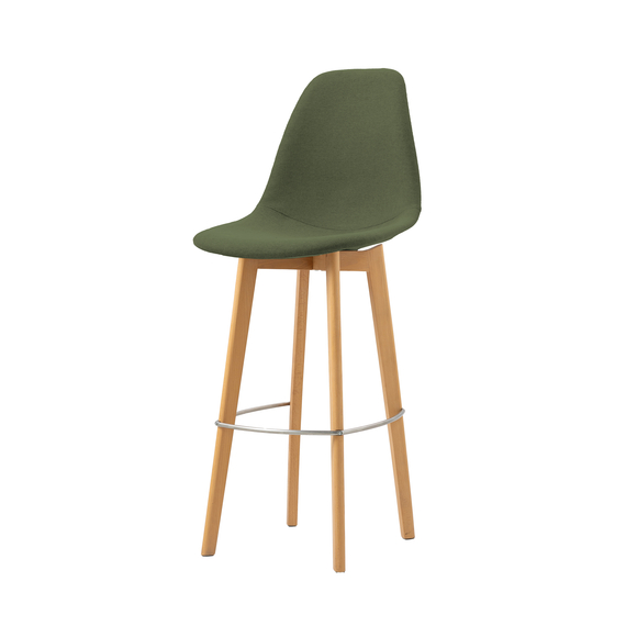 506F159552_keeve_barchair_upholstered_green_1.jpg Feros Keeve – Stapel Barstuhl gepolstert, Holz/Grün – Bild 1
