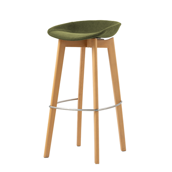 506F159553_keeve_barchair_low_upholstered_green_1.jpg Feros Keeve – Stapel Barstuhl niedrige Sitzschalen gepolstert, Holz/Grün – Bild 1