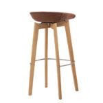Feros Keeve – Stapel Barstuhl niedrige Sitzschalen gepolstert, Holz/Braun-Rot – Bild 2
