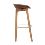 Feros Keeve – Stapel Barstuhl niedrige Sitzschalen gepolstert, Holz/Braun-Rot – Bild 5