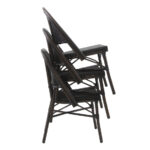 Feros Paris – Stapelbarer Bistrostuhl Textilene, Wengé/Schwarz Mesh – Bild 6
