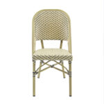 Feros Paris – Stapelbarer Bistrostuhl Rattan, Bambus/Weiß/Schwarz – Bild 2