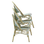 Feros Paris – Stapelbarer Bistrostuhl Rattan, Bambus/Weiß/Pastellgrün – Bild 6