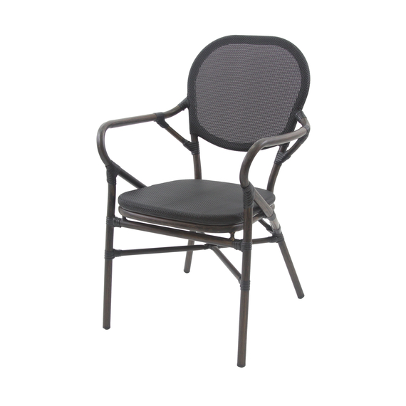 56311-tango-chair-wenge-blackmesh-1.jpg Feros Tango – Stapelbarer Bistrostuhl Textilene, Wengé/Schwarz Mesh – Bild 1