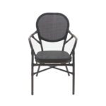 Feros Tango – Stapelbarer Bistrostuhl Textilene, Wengé/Schwarz Mesh – Bild 2
