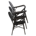 Feros Tango – Stapelbarer Bistrostuhl Textilene, Wengé/Schwarz Mesh – Bild 6