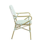 Feros Tango – Stapelbarer Bistrostuhl Rattan, Bambus/Weiß/Pastellgrün – Bild 3