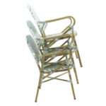 Feros Tango – Stapelbarer Bistrostuhl Rattan, Bambus/Weiß/Pastellgrün – Bild 6