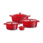 Hendi Emaillierter Gusseisentopf, 6,88L, Rot, 405x255x(H)134mm – Bild 3