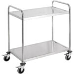 Stalgast Edelstahl Servierwagen, mit zwei Borden, 845 x 525 x 940 mm (BxTxH)