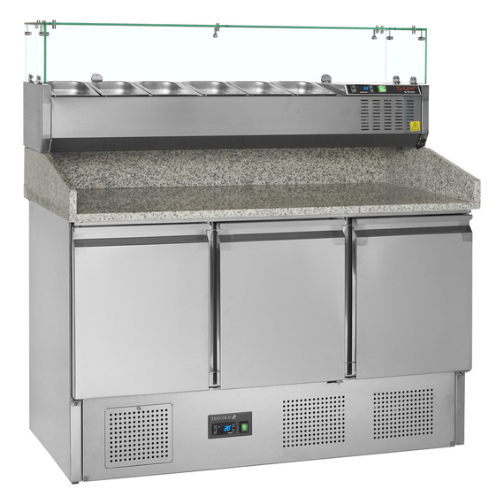 67414-PT1365-GVC33-140.jpg Tefcold Pizzatisch inkl. Kühlaufsatz PT1365 + GVC33-140, SS 201 / SS 304, EEK C – Bild 1