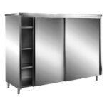 SARO Edelstahl-Lagerschrank mit Schiebetüren AISI 430, Flachdach, 2000x700