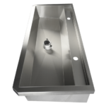 Combisteel Edelstahl Waschbecken 2 Ablasshahne 1200mm Ablaufstopfen Und Schutzwand Inklusive, Exklusiv Hahne – Bild 7