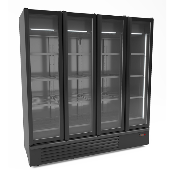 7072_1130.jpg Combisteel Kühlschrank 4 Glastüren Schwarz 1850L – Bild 1
