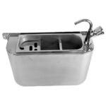 Combisteel Spülbecke für Eislöffel mit Wasserhahn 410X120X270 mit Wasserablaufloch, Wasseranschluss Und Überlaufrohr