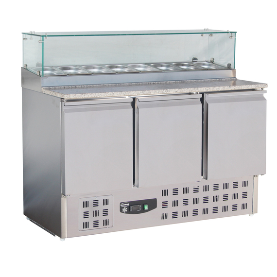 7450_0220.jpg Combisteel Compact Line Pizzatisch mit Glas 3 Türen – Bild 1
