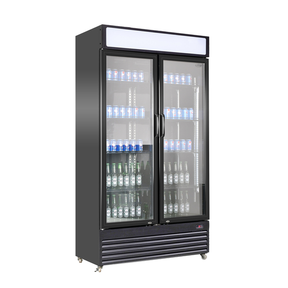 7455_1394_FLAT_canopy_metal_front_1.jpg Combisteel Kühlschrank 2 Glastüren Bez-780 Gd Schwarz – Bild 1