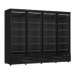 Combisteel Kühlschrank 4 Glastüren Schwarz Jde-2025R Bl