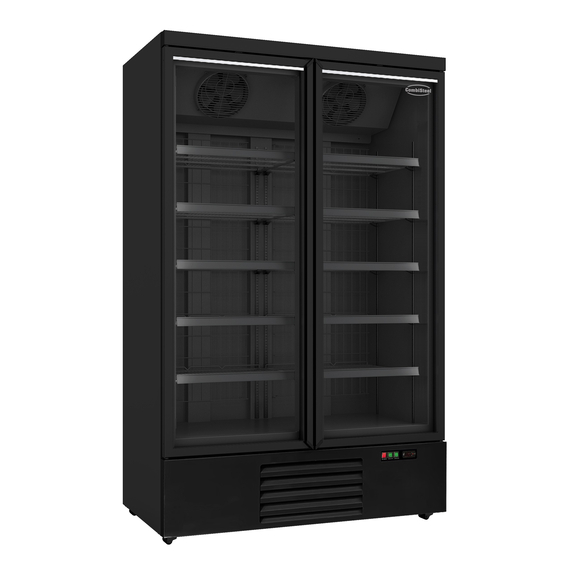 7455_2245_new_front_panel.jpg Combisteel Tiefkühlschrank 2 Glastüren Schwarz Jde-1000F Bl – Bild 1