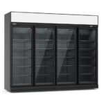 Combisteel Kühlschrank 4 Glastüren Schwarz Ins-2060R Bl