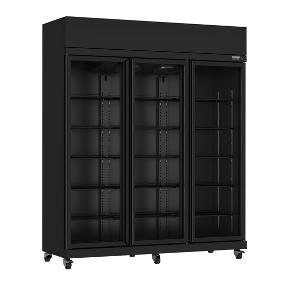 7455_3155_1.jpg Combisteel Kühlschrank 3 Glastüren Schwarz Irm-1180R Bl – Bild 1