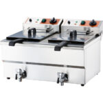 Doppel-Fritteuse CATERINA, 2x 10 Liter, mit Ablasshahn 610x510x390 mm (BxTxH), 2x 3 kW 230V